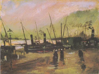 Muelle en Amberes con barcos